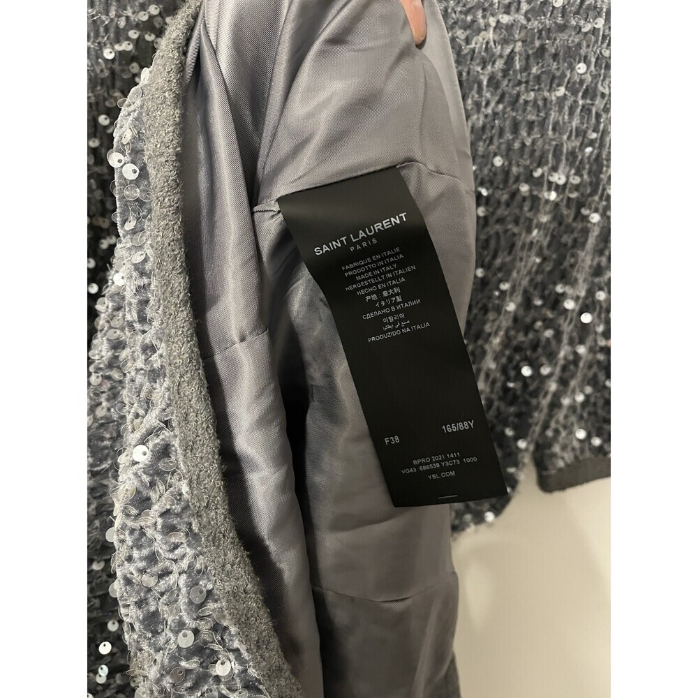 SAINT LAURENT 2021 SizeF38  Black Silver Sparkler Sequin Top image 5